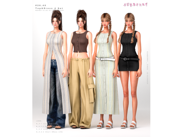 Alpha [SUNBERRY]2641_TopDress 4 Set - The Sims 4 Custom Content
