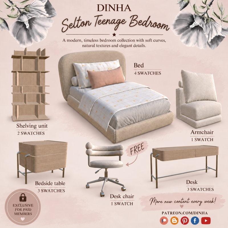 Alpha Selton Teenage Bedroom by dinhagamer - The Sims 4 Custom Content