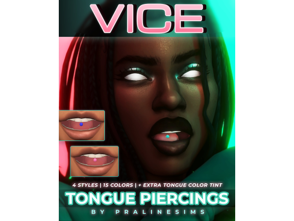 Maxis Match VICE Tongue Piercings by pralinesims - The Sims 4 Custom Content