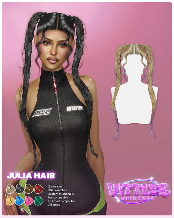 Alpha Julia Female Hair by simsfinds - The Sims 4 Custom Content
