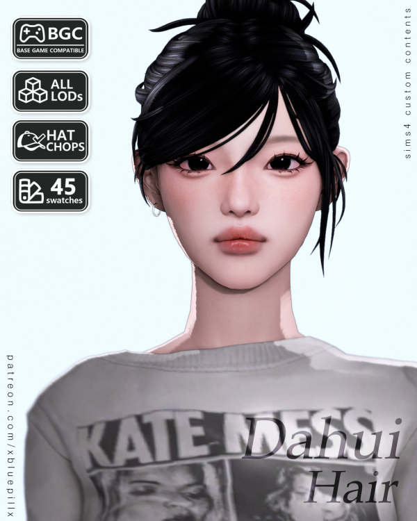 Maxis Match (Bluepill) 2026DROP_74_AF_Dahui Hair by simsfinds - The Sims 4 Custom Content