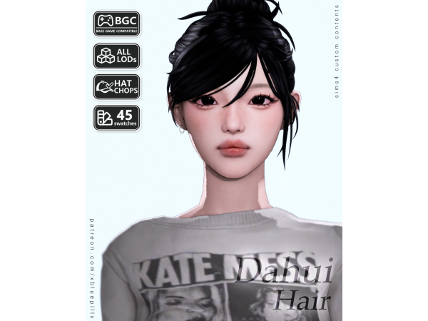 Maxis Match (Bluepill) 2026DROP_74_AF_Dahui Hair - The Sims 4 Custom Content