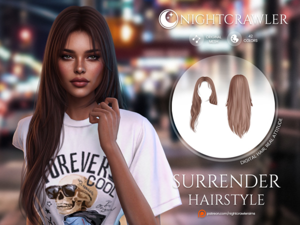 Alpha Nightcrawler Surrender Hair STYLE C by Nightcrawler_Sims - The Sims 4 Custom Content