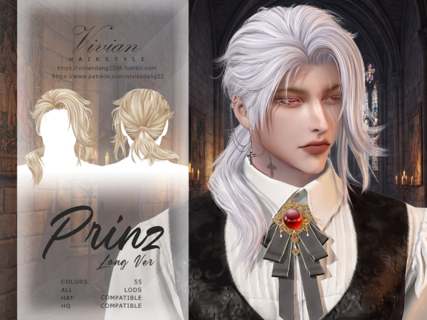 Alpha Prinz Long Ver Hairstyle by VivianDang - The Sims 4 Custom Content