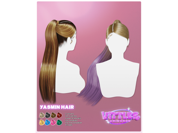 Alpha Yasmin Female Hair by VittlerUniverse - The Sims 4 Custom Content