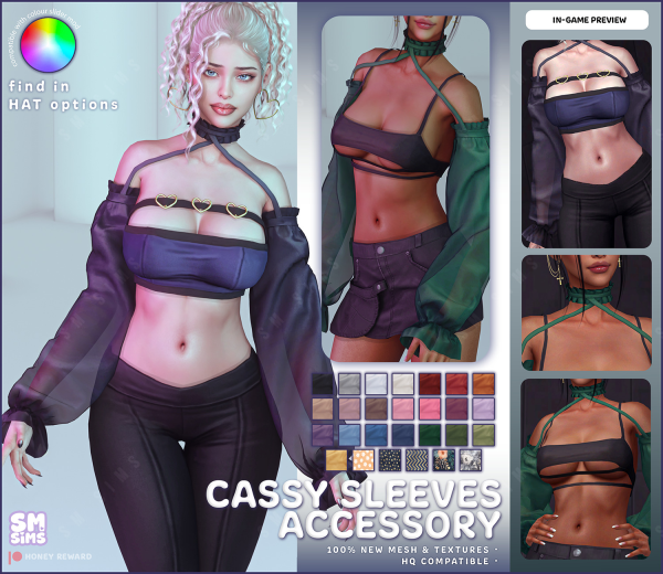 Alpha HONEY Cassy Sleeves Accessory by simsfinds - The Sims 4 Custom Content