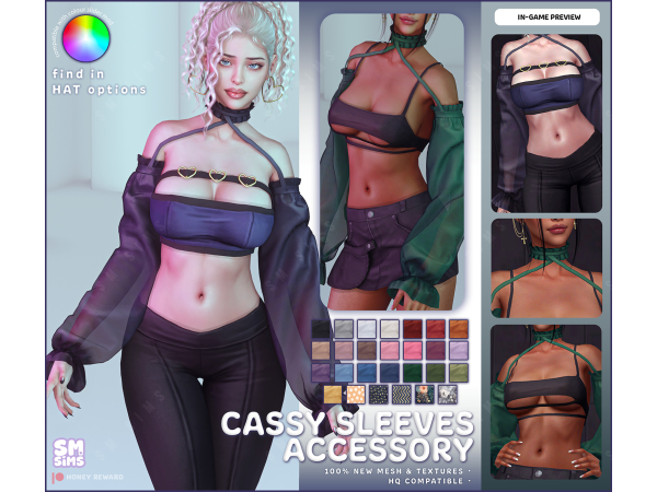Alpha HONEY Cassy Sleeves Accessory - The Sims 4 Custom Content