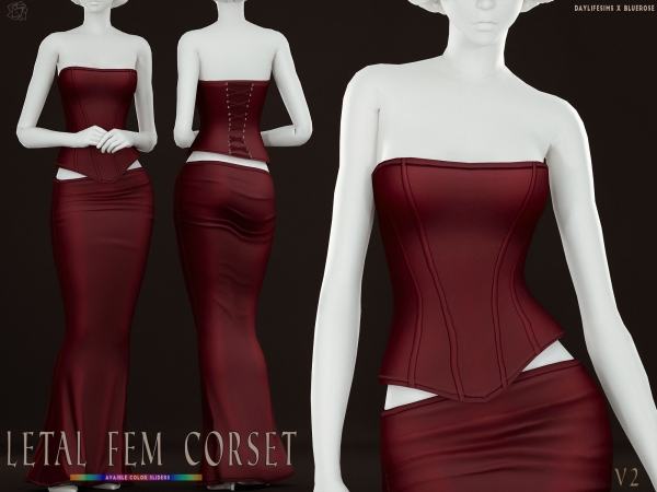 Mix Letal Fem Corset v2 Bluerose x Daylife - The Sims 4 Custom Content