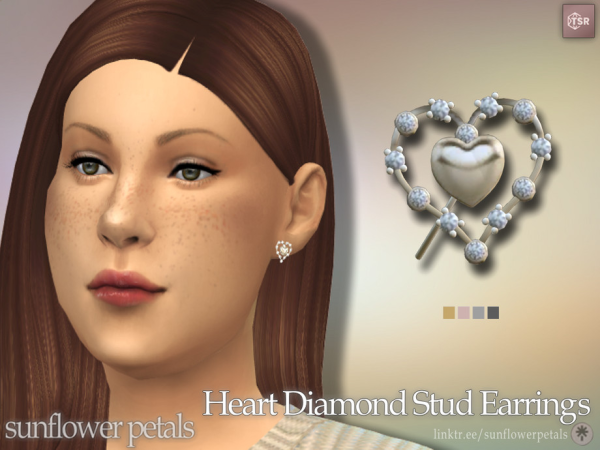 Mix Heart Diamond Stud Earrings - The Sims 4 Custom Content