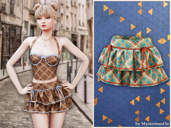 Alpha Plaid layered ruffle mini skirt by MysteriousOo - The Sims 4 Custom Content