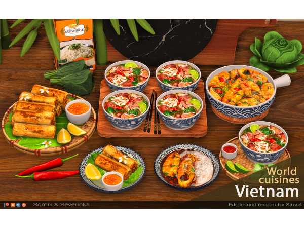 Alpha Pho Bo Nem Ran and Ca Kho To Vietnam cuisine by Somik_Severinka - The Sims 4 Custom Content