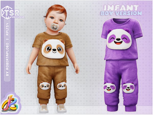 Alpha Infant Boy SET Cute Panda Face by RobertaPLobo - The Sims 4 Custom Content