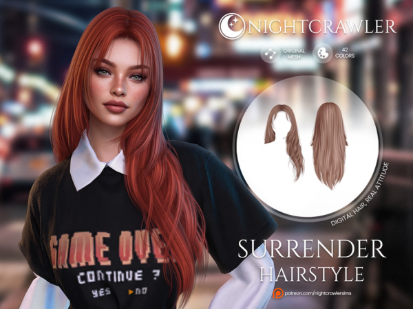Alpha Nightcrawler Surrender Hair STYLE D by Nightcrawler_Sims - The Sims 4 Custom Content