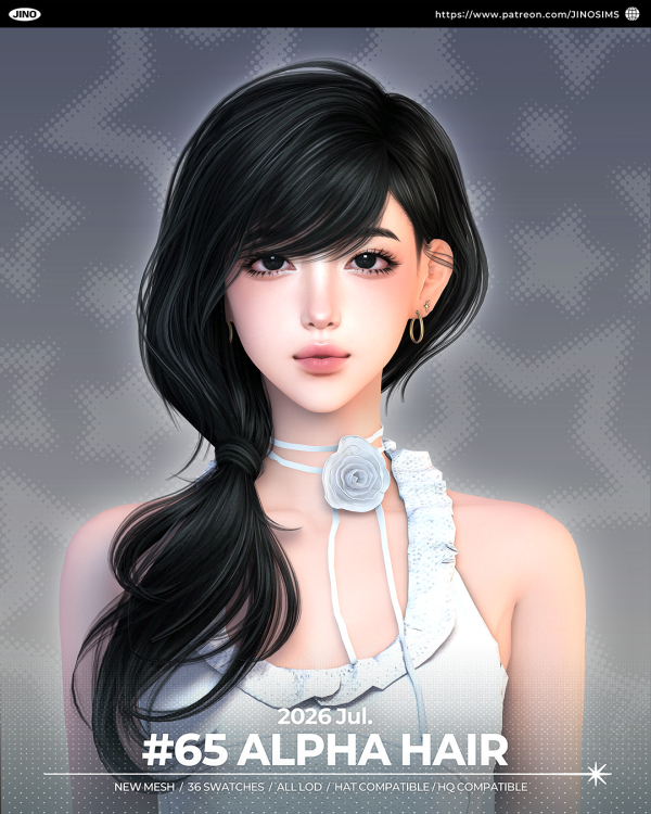 Alpha [JINO] HAIR N65 by simsfinds - The Sims 4 Custom Content