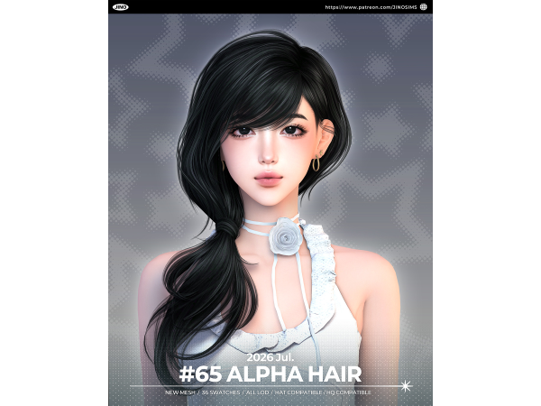 Alpha [JINO] HAIR N65 - The Sims 4 Custom Content
