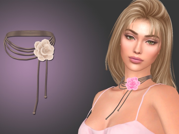 Alpha Rose Flower Choker - The Sims 4 Custom Content