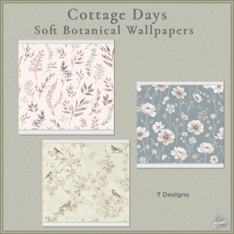 Maxis Match Cottage Days Soft Botanical Wallpapers by mde - The Sims 4 Custom Content