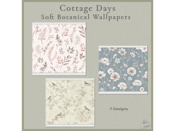 Maxis Match Cottage Days Soft Botanical Wallpapers - The Sims 4 Custom Content