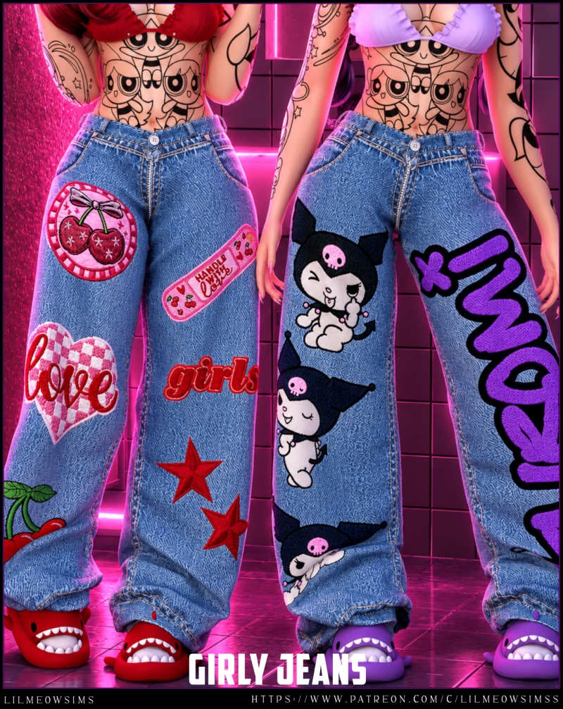 Alpha Girly Jeans by liilmeowsims - The Sims 4 Custom Content