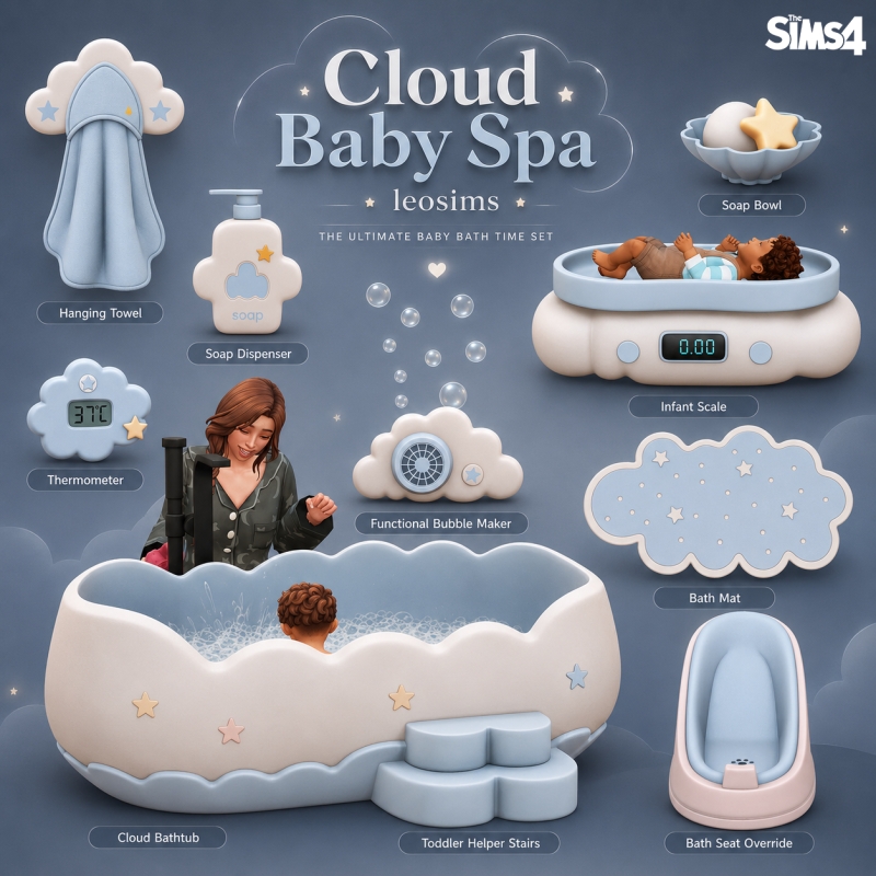 Mix Cloud Baby Spa by leosims4cc - The Sims 4 Custom Content