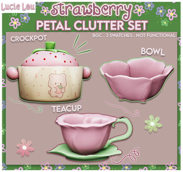 Maxis Match Strawberry Petal Clutter Set by simsfinds - The Sims 4 Custom Content