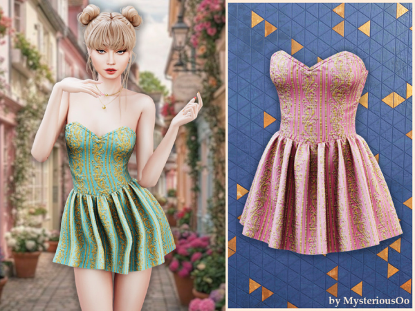 Alpha Ornate corset mini dress by MysteriousOo - The Sims 4 Custom Content