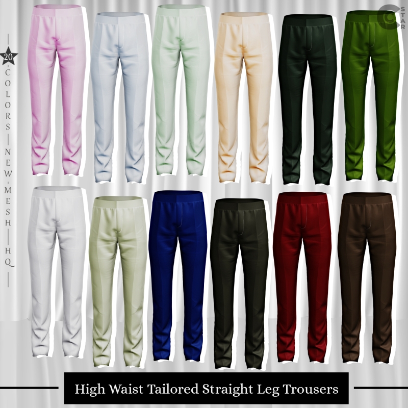 Alpha High Waist Tailored Straight Leg Trousers by cool_content_star - The Sims 4 Custom Content