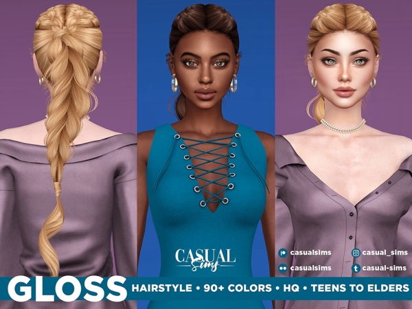 Alpha Gloss Hairstyle (No bangs) - The Sims 4 Custom Content