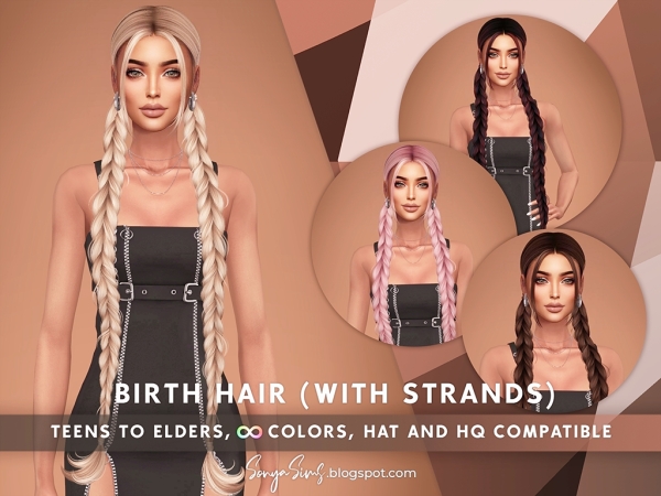 Alpha Birth Hair (With Strands) - The Sims 4 Custom Content