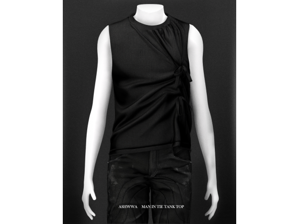 Alpha Man in Tie Tank Top by ashwwa - The Sims 4 Custom Content