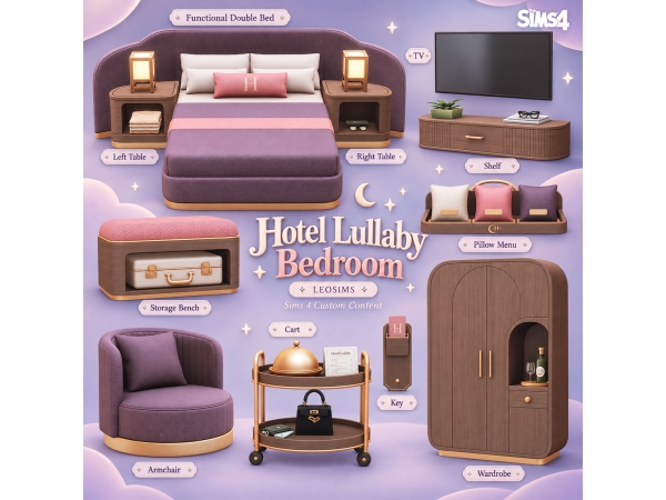 Mix Hotel Lullaby Bedroom - The Sims 4 Custom Content