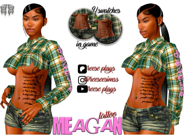 Alpha Meagan Stomach Tattoo - The Sims 4 Custom Content