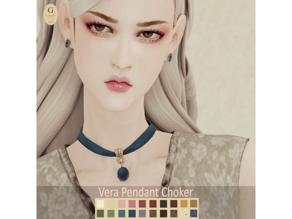 Maxis Match Vera Pendant Choker by Guemara - The Sims 4 Custom Content