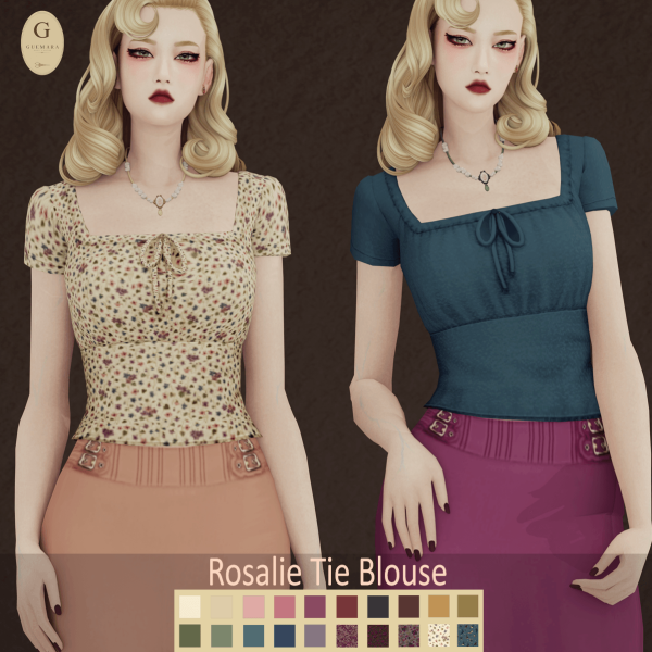 Maxis Match Rosalie Tie Blouse by simsfinds - The Sims 4 Custom Content