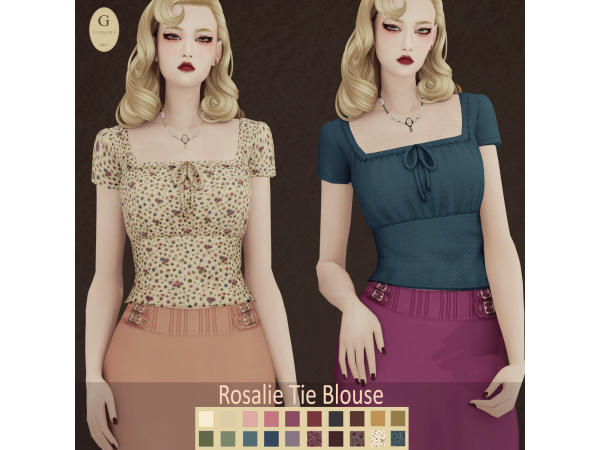Maxis Match Rosalie Tie Blouse by Guemara - The Sims 4 Custom Content