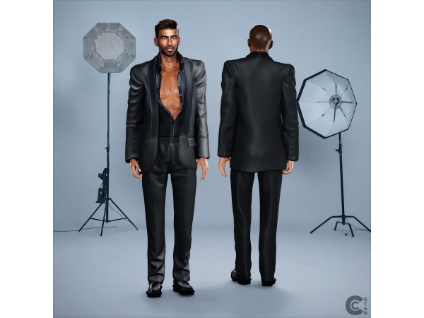 Alpha Tailored Blazer with Open Shirt - The Sims 4 Custom Content