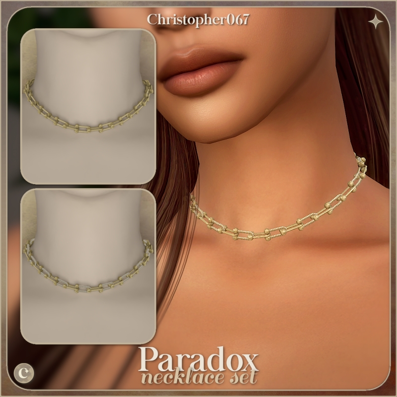 Alpha Paradox Necklace Set Chunky Link Chain Necklaces by christopher067 - The Sims 4 Custom Content