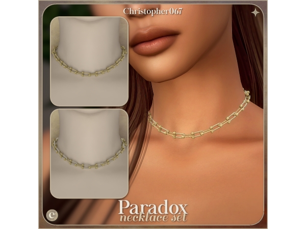Alpha Paradox Necklace Set Chunky Link Chain Necklaces - The Sims 4 Custom Content