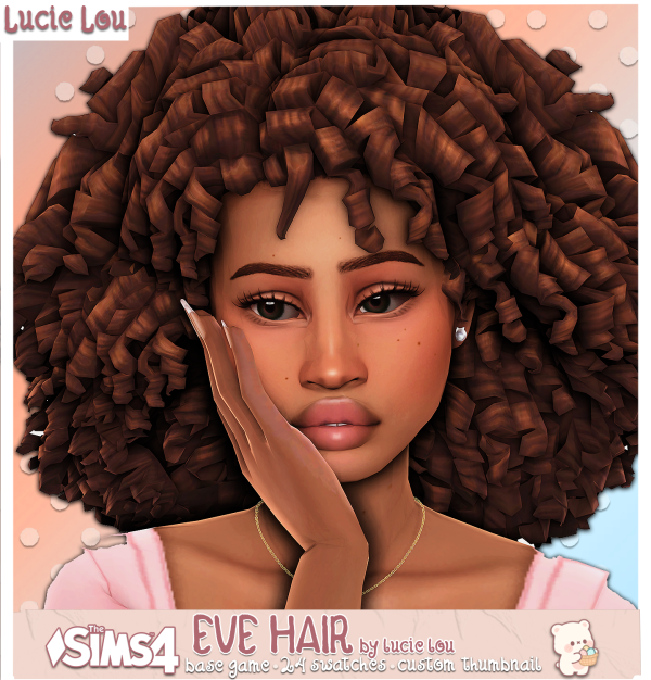 Maxis Match Eve Curly Hair by simsfinds - The Sims 4 Custom Content
