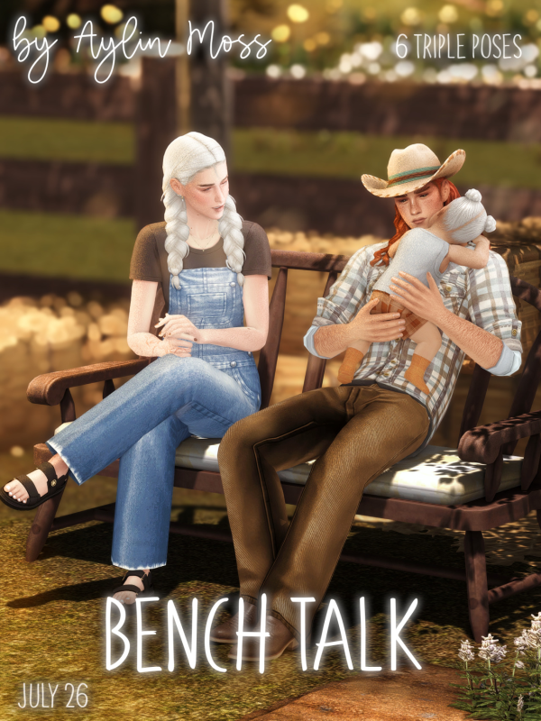 Mix Pack of poses Bench talk by simsfinds - The Sims 4 Custom Content