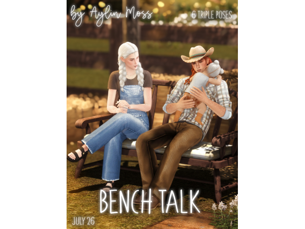 Mix Pack of poses Bench talk by aylinmoss - The Sims 4 Custom Content