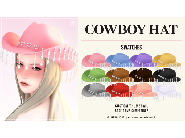 Mix Cowboy Hat by mitsunoir - The Sims 4 Custom Content