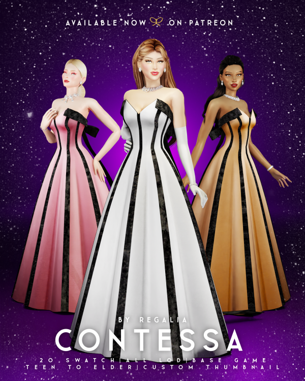 Maxis Match CONTESSA GOWN by simsfinds - The Sims 4 Custom Content