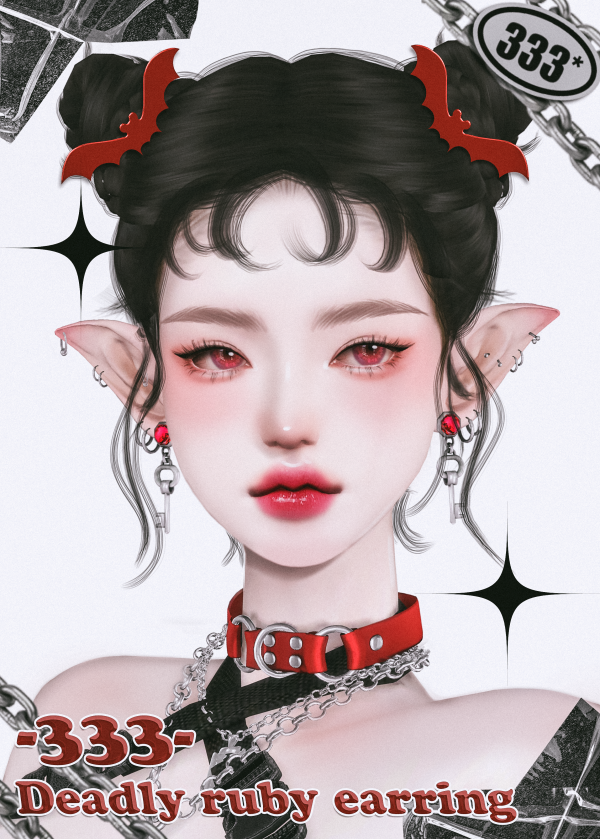 Alpha 333Deadly ruby earring by simsfinds - The Sims 4 Custom Content