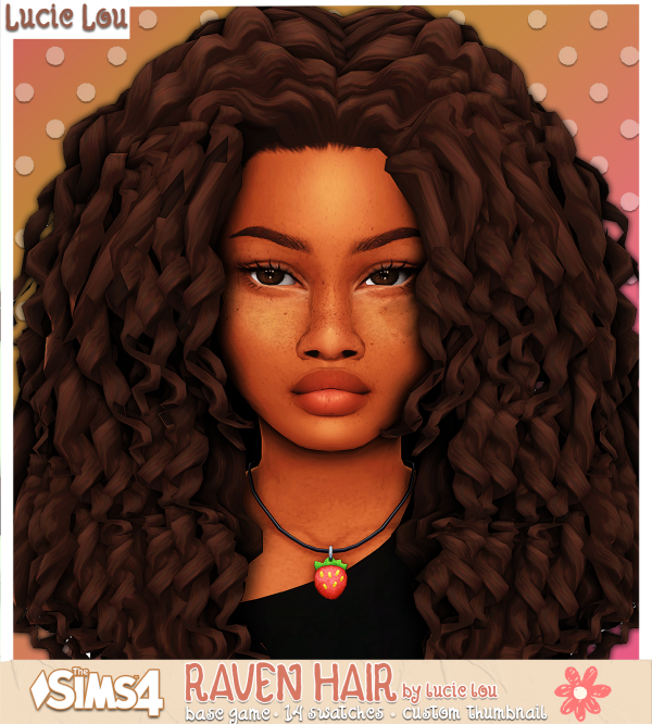 Maxis Match Raven Curly Hair by simsfinds - The Sims 4 Custom Content