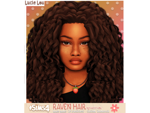 Maxis Match Raven Curly Hair by LucieLouSims - The Sims 4 Custom Content