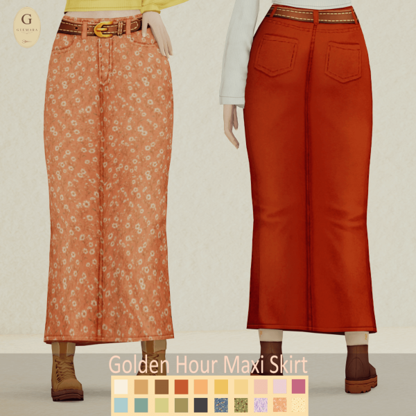Maxis Match Golden Hour Maxi Skirt by simsfinds - The Sims 4 Custom Content