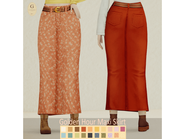 Maxis Match Golden Hour Maxi Skirt by Guemara - The Sims 4 Custom Content