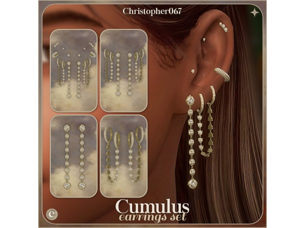 Alpha Cumulus Earrings Set Christopher067 - The Sims 4 Custom Content