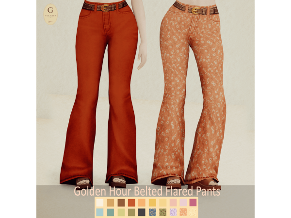 Maxis Match Golden Hour Belted Flared Pants by Guemara - The Sims 4 Custom Content